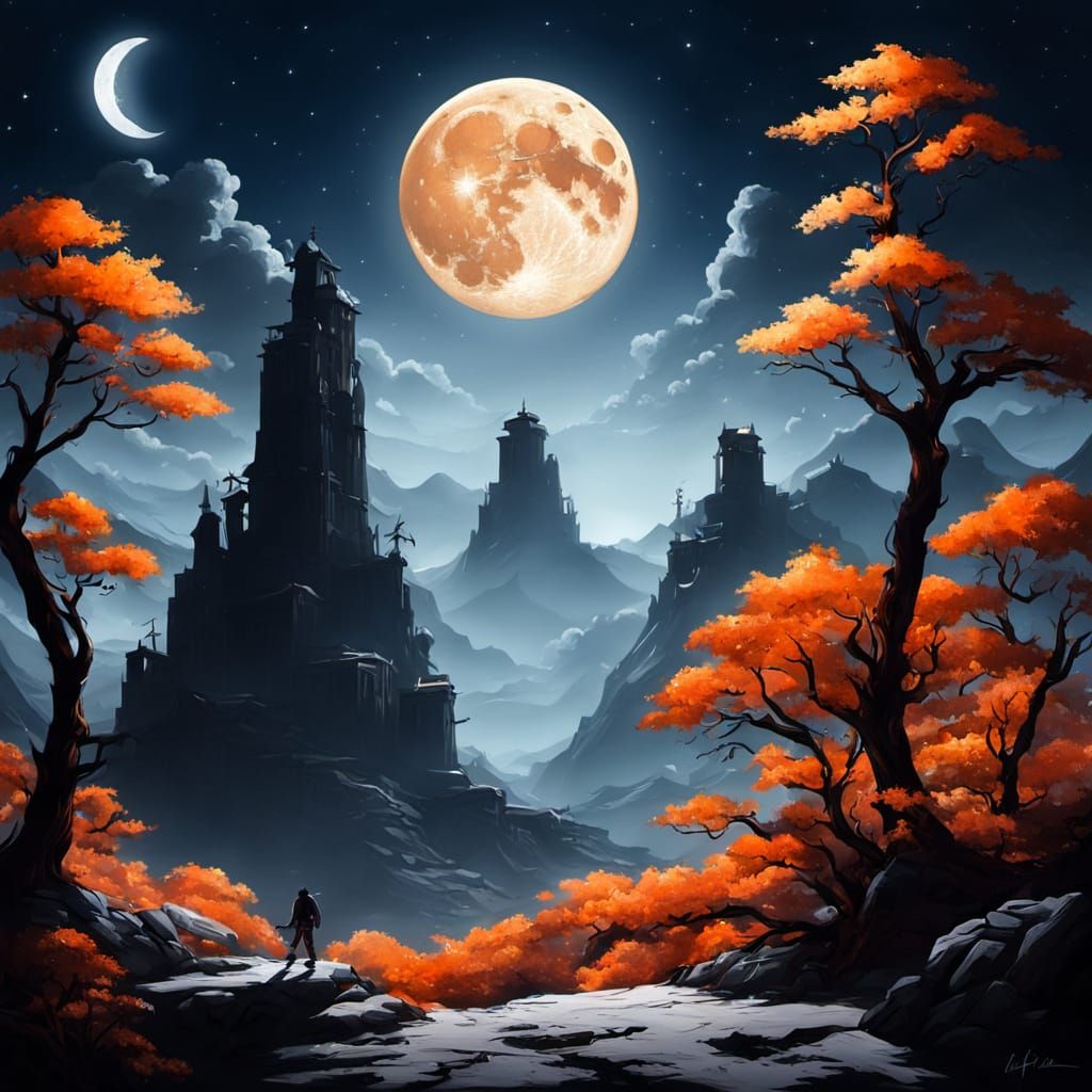 Ethereal Scene Backlit by the Moon