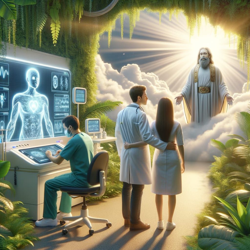 AI Doctor Collaboration in Futuristic Green Hospital