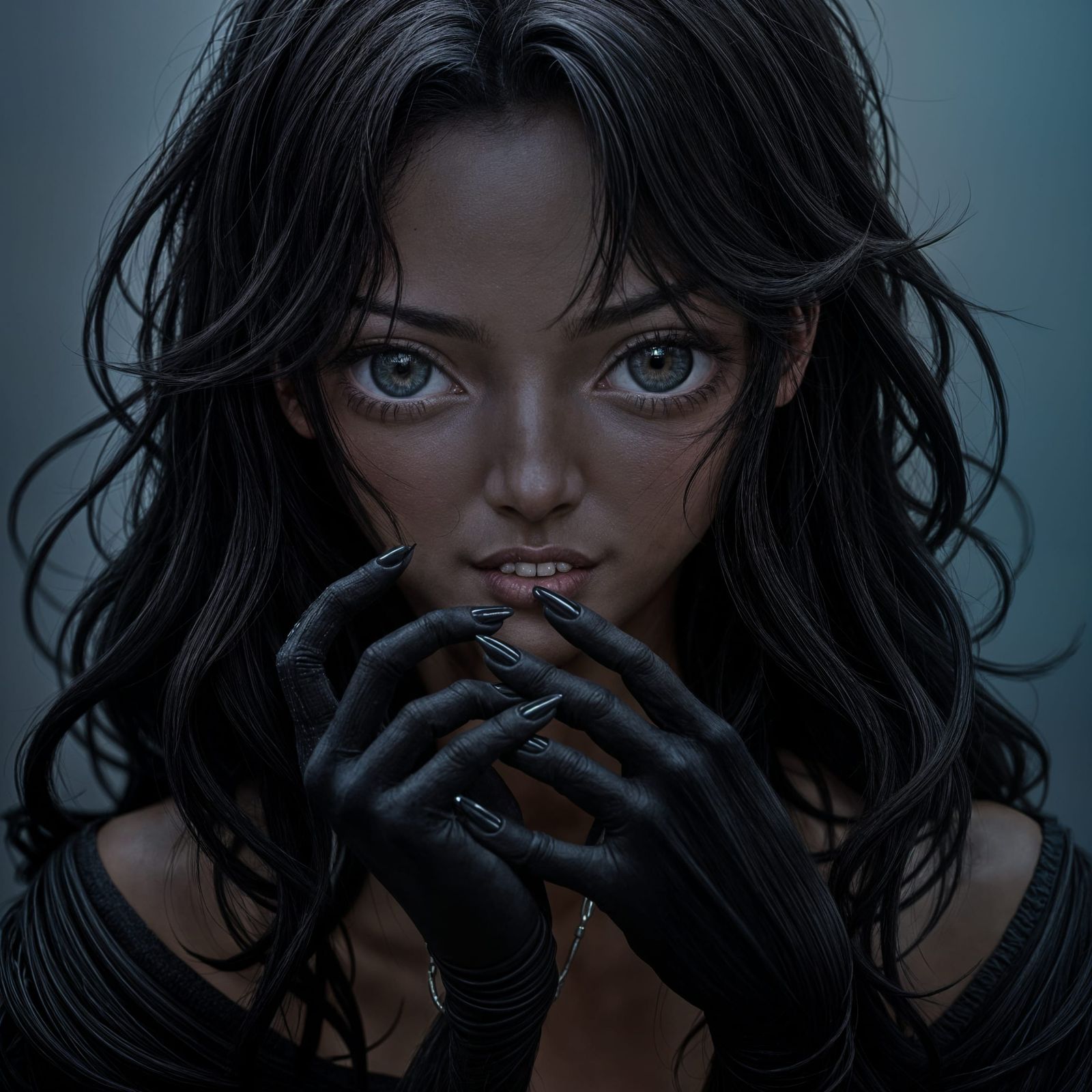 Ethereal Shadow Siren in 3D Anime Art Style