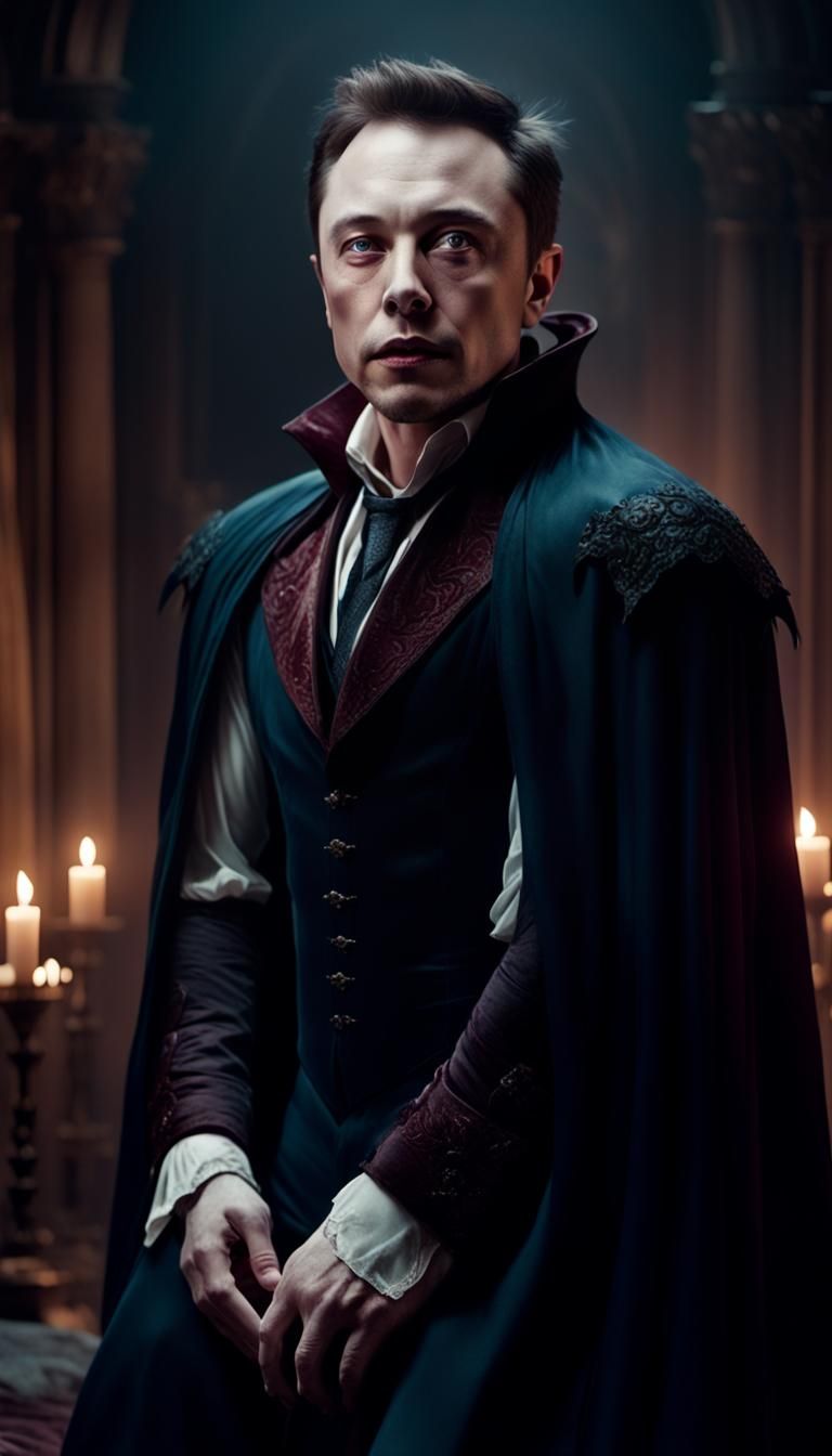 Vampire Elon Musk Close-Up: Cinematic Film Still