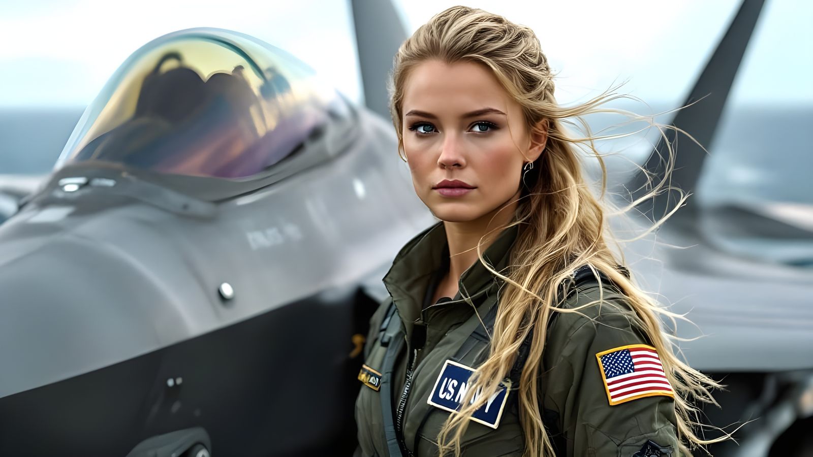 Éowyn as US Navy Pilot on Aircraft Carrier Deck