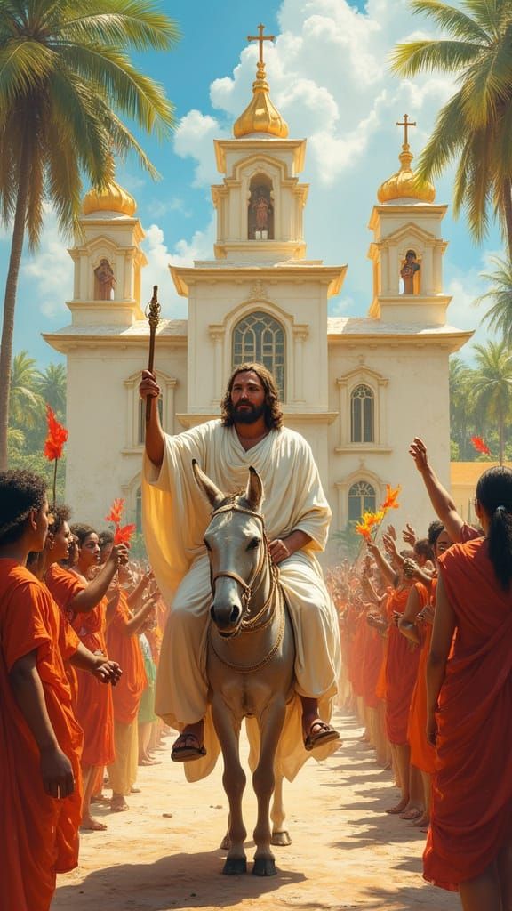 Jesus Enters St Luke's Church in Hosadurga on Palm Sunday