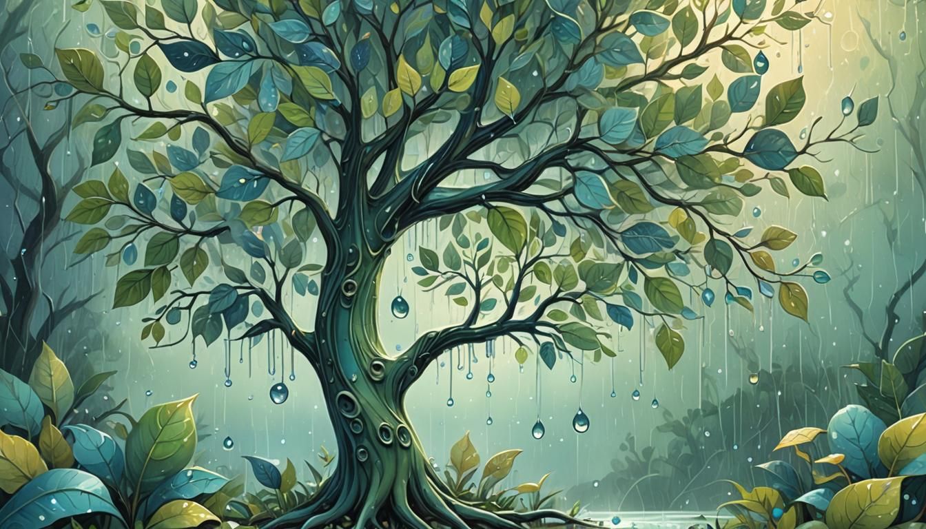Smiling Tree in Rain: Children's Book Illustration