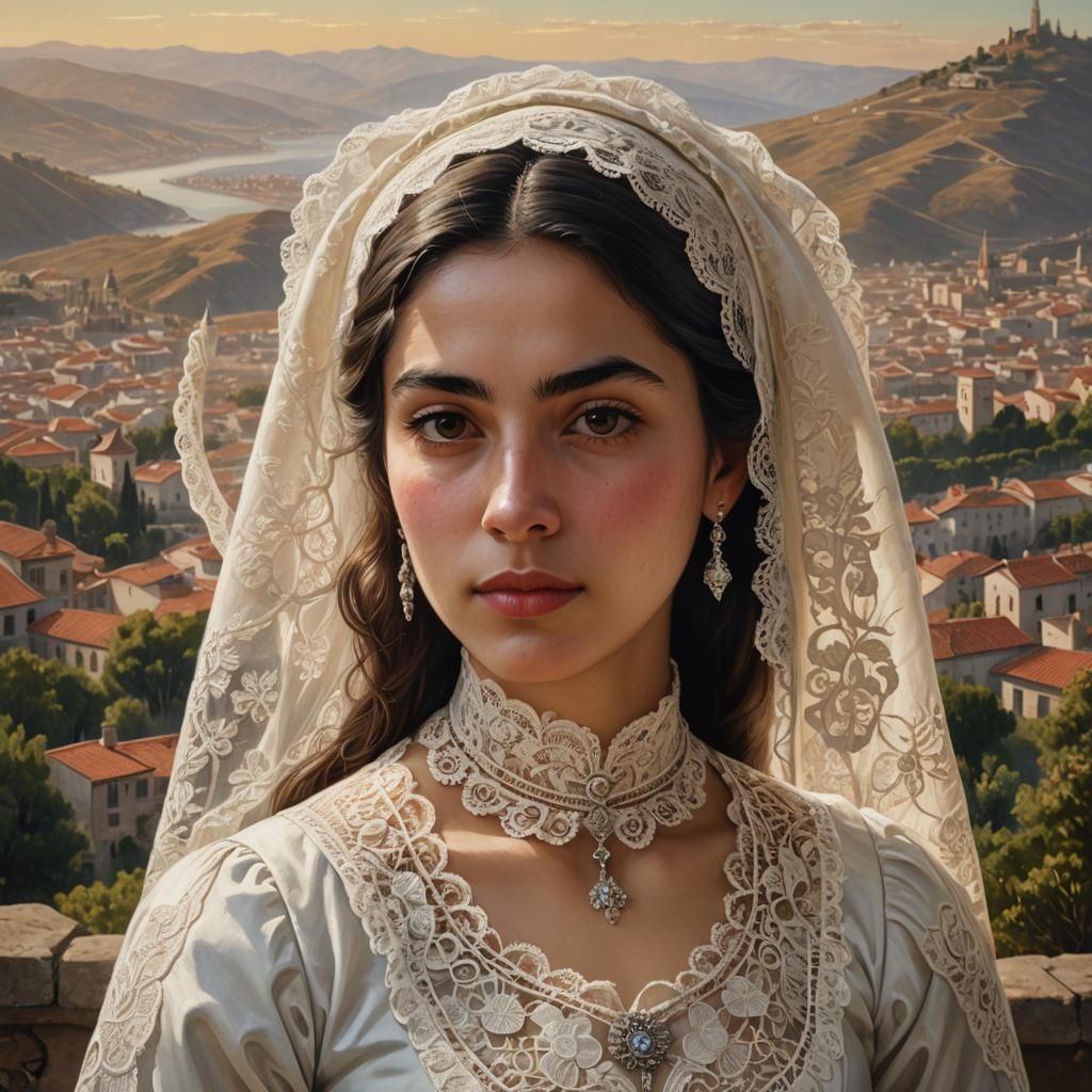 Chilean Woman in Traditional Dress, Digital Portrait