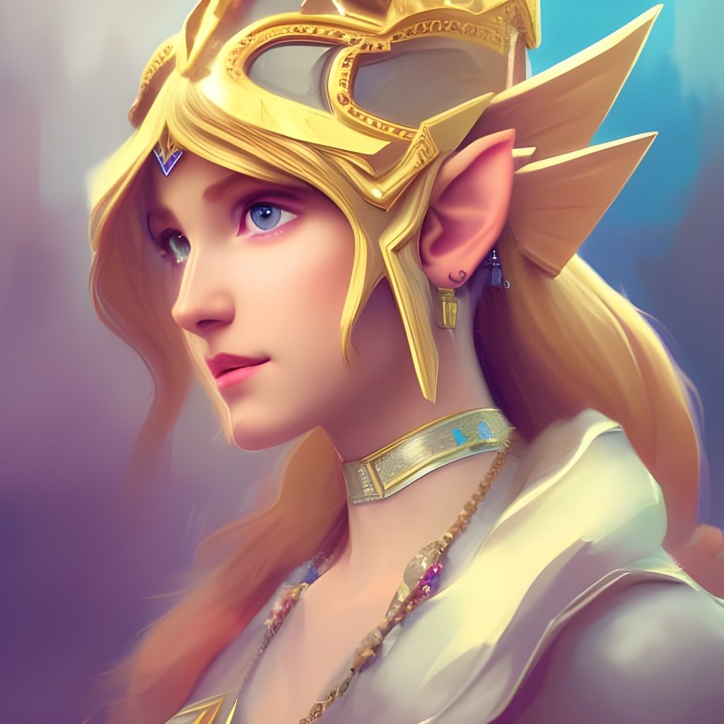 Princess Zelda Portrait in Hyperdetailed Concept Art