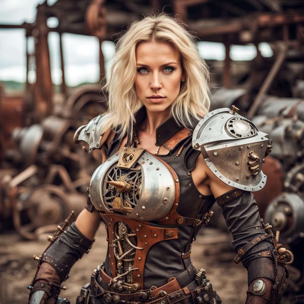 Steampunk Sorceress in Mechanical Armor