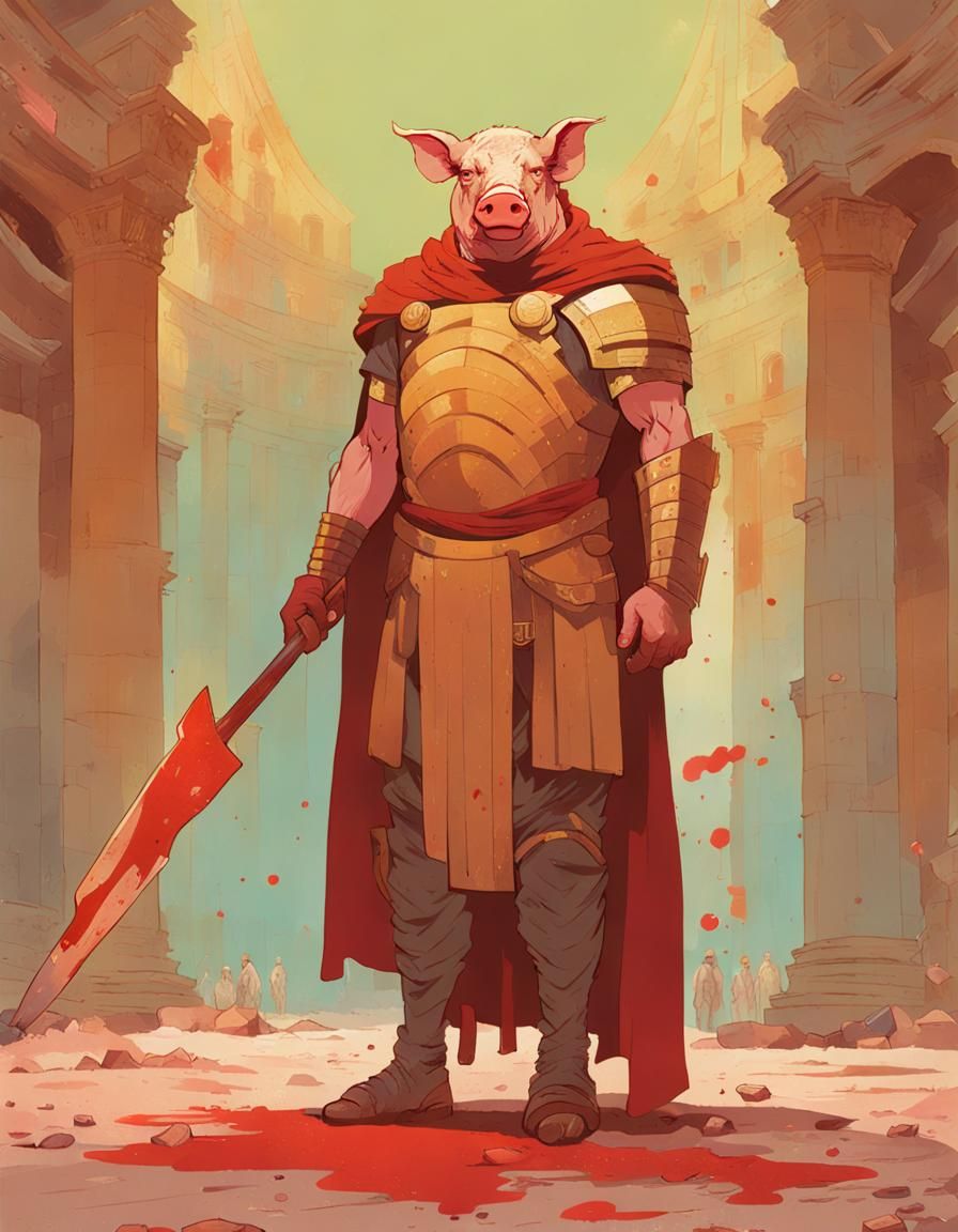 Mutant Pig-Man as Roman Citizen in Abattoir