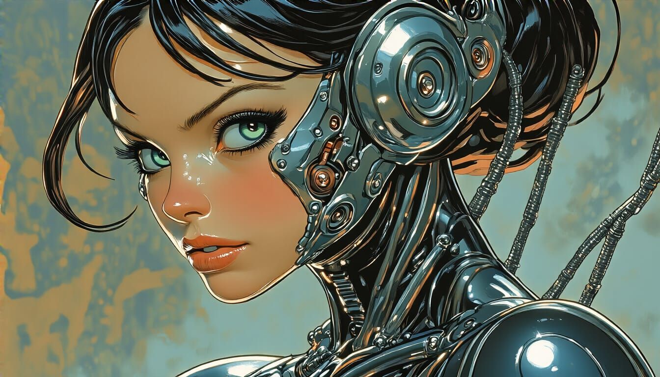 Biomechanical Cyborg Elastigirl in Art Nouveau Style