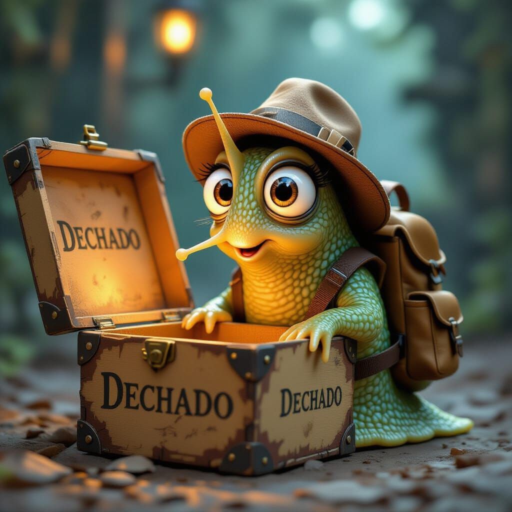 Curious Snail Explorer Peeks into a Box