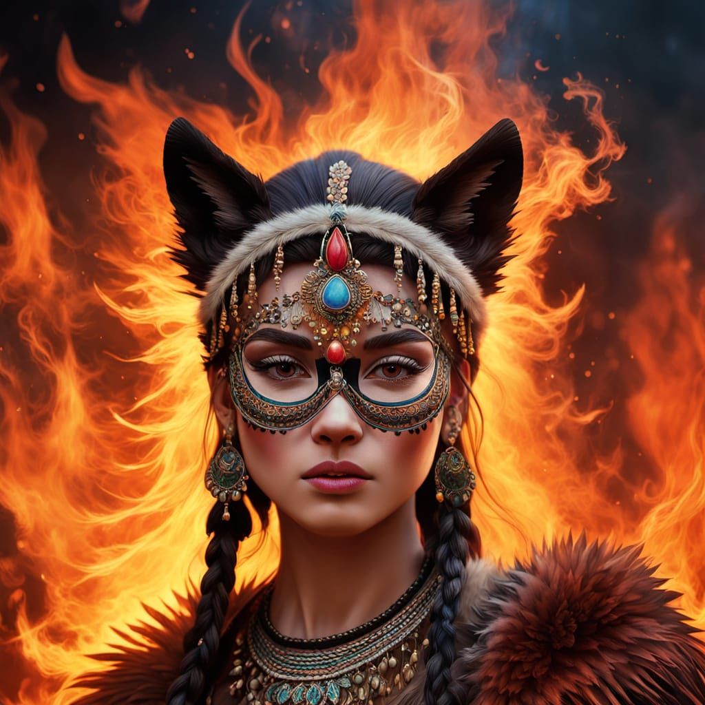 Tribal Shaman Conjures Spirits from Bonfire