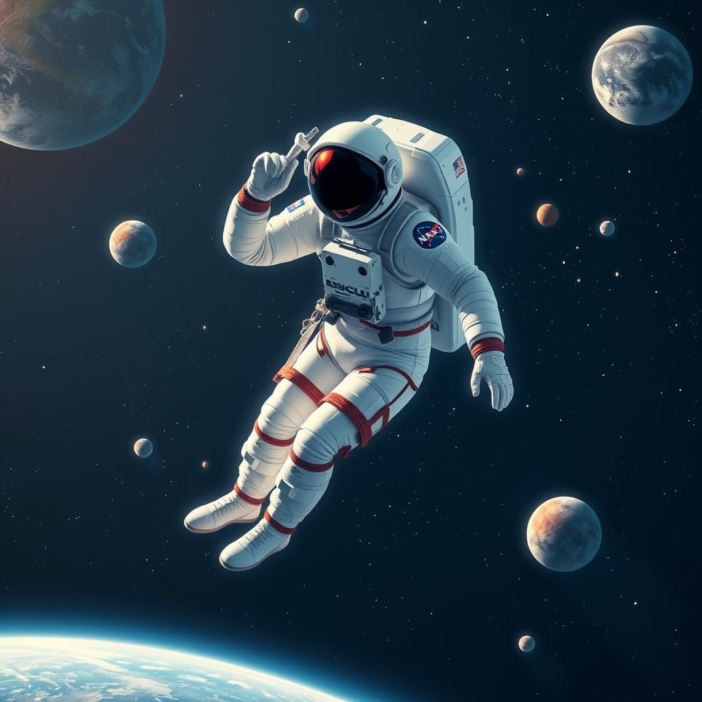 Astronaut in Cosmic Dreamscape