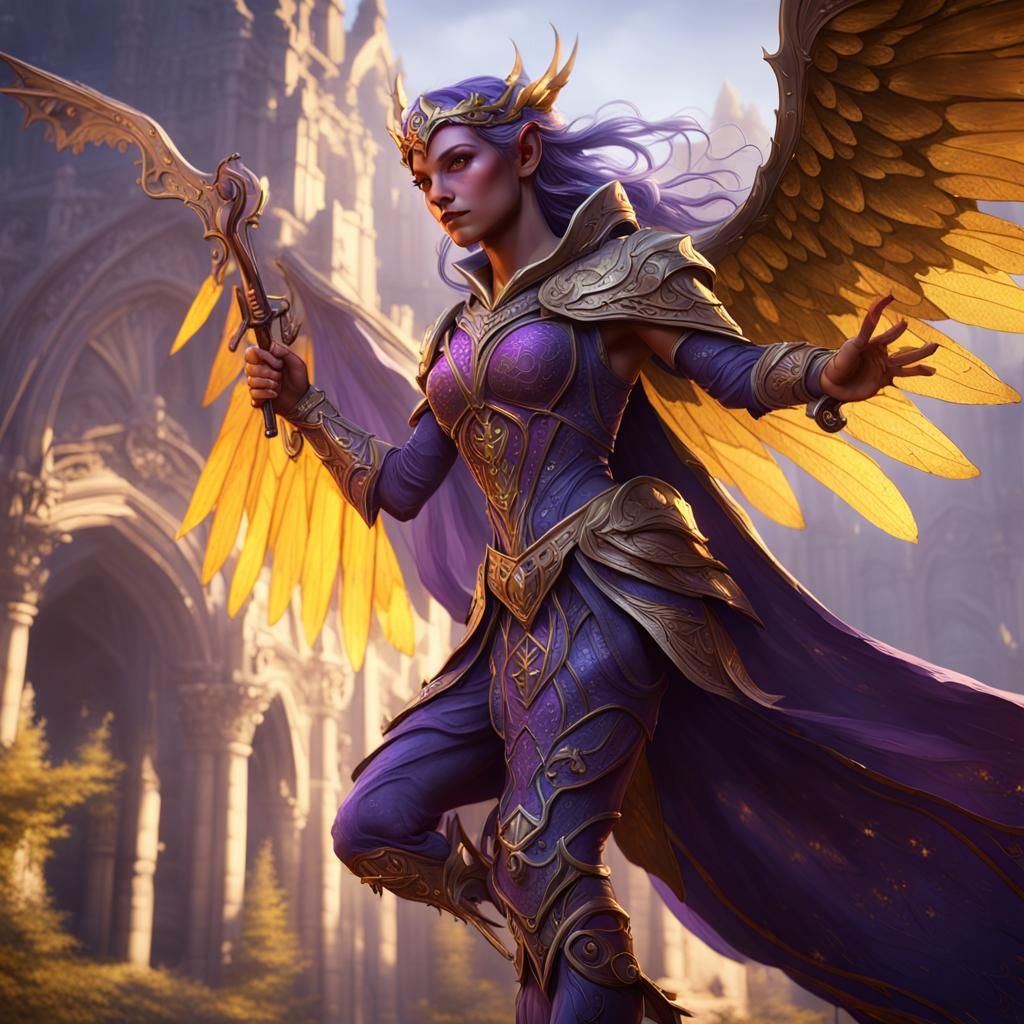 Winged Elf Noble in Dark Fantasy Style