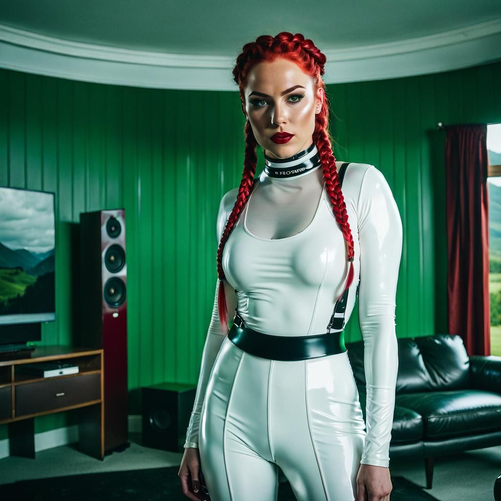 Curvy Scottish Student in Latex Catsuit, Cinematic Film