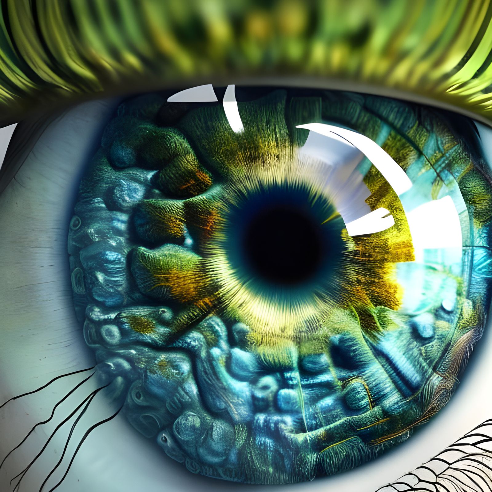 Ocean Landscape Reflected in Eye: Hyperdetailed Surreal Art