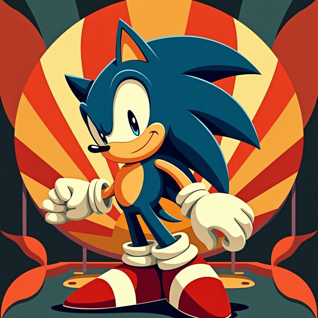Art Deco Abstract Sonic the Hedgehog