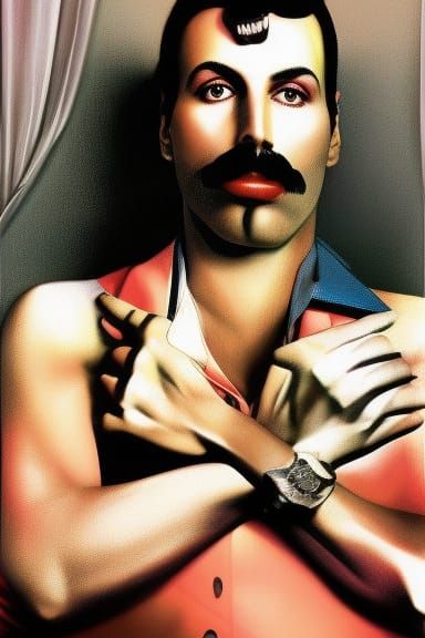 Hyperrealistic Freddie Mercury Portrait with Volumetric Ligh...