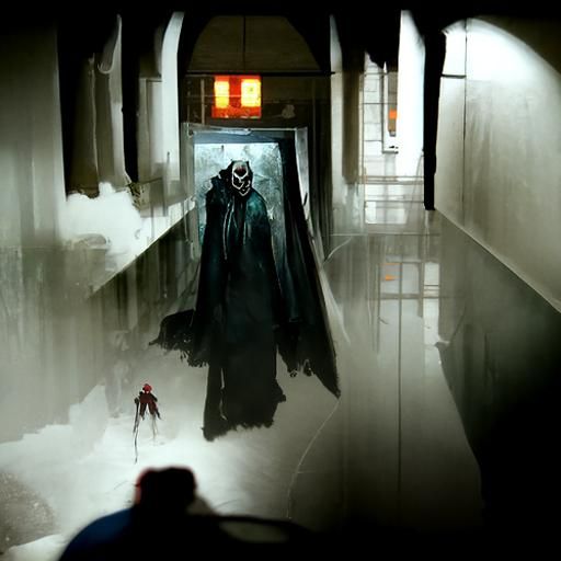 Sinister Hallways in Gothic Horror Style