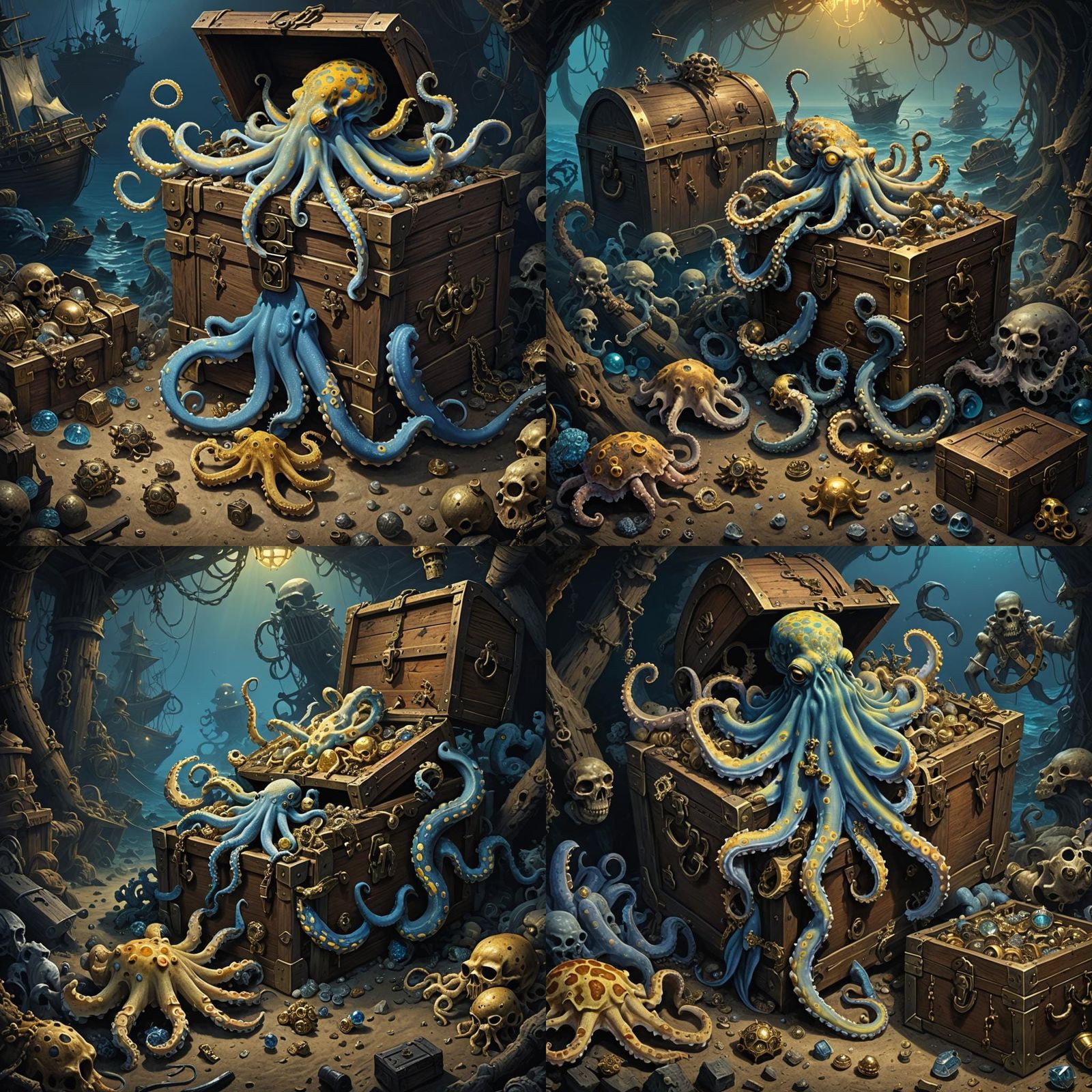 Octopus Guards Treasure: Horror Scene