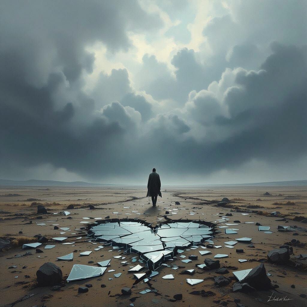 Desolate Landscape of Betrayal Under Stormy Skies