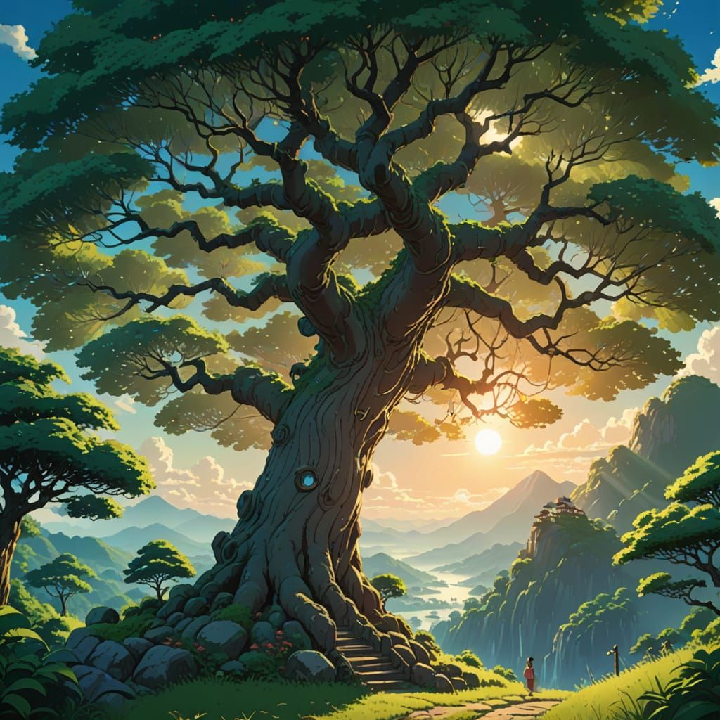 Enchanted Forest Tree in Vibrant Colors