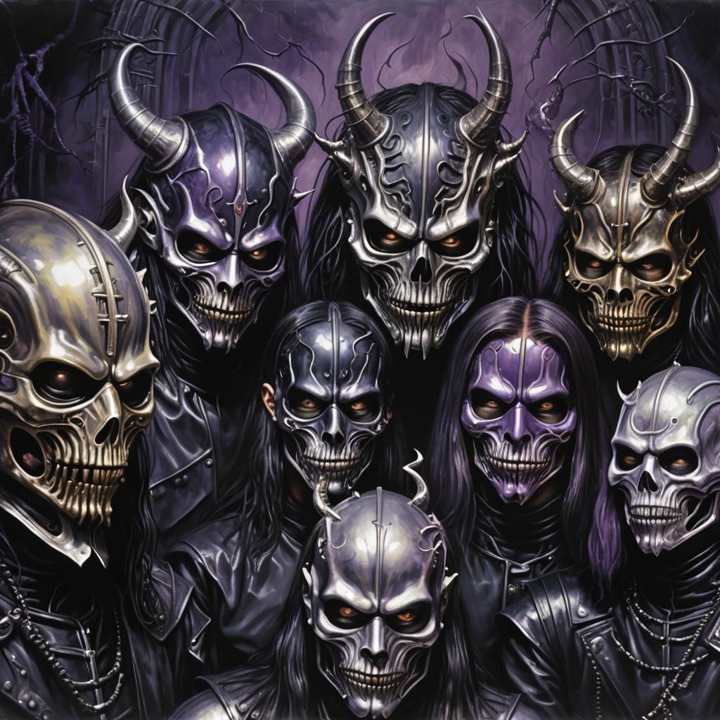 Death Metal Band Album Cover Art with Masks