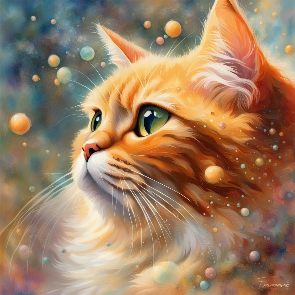 Ginger Persian Cat in Ethereal Fantasy Style