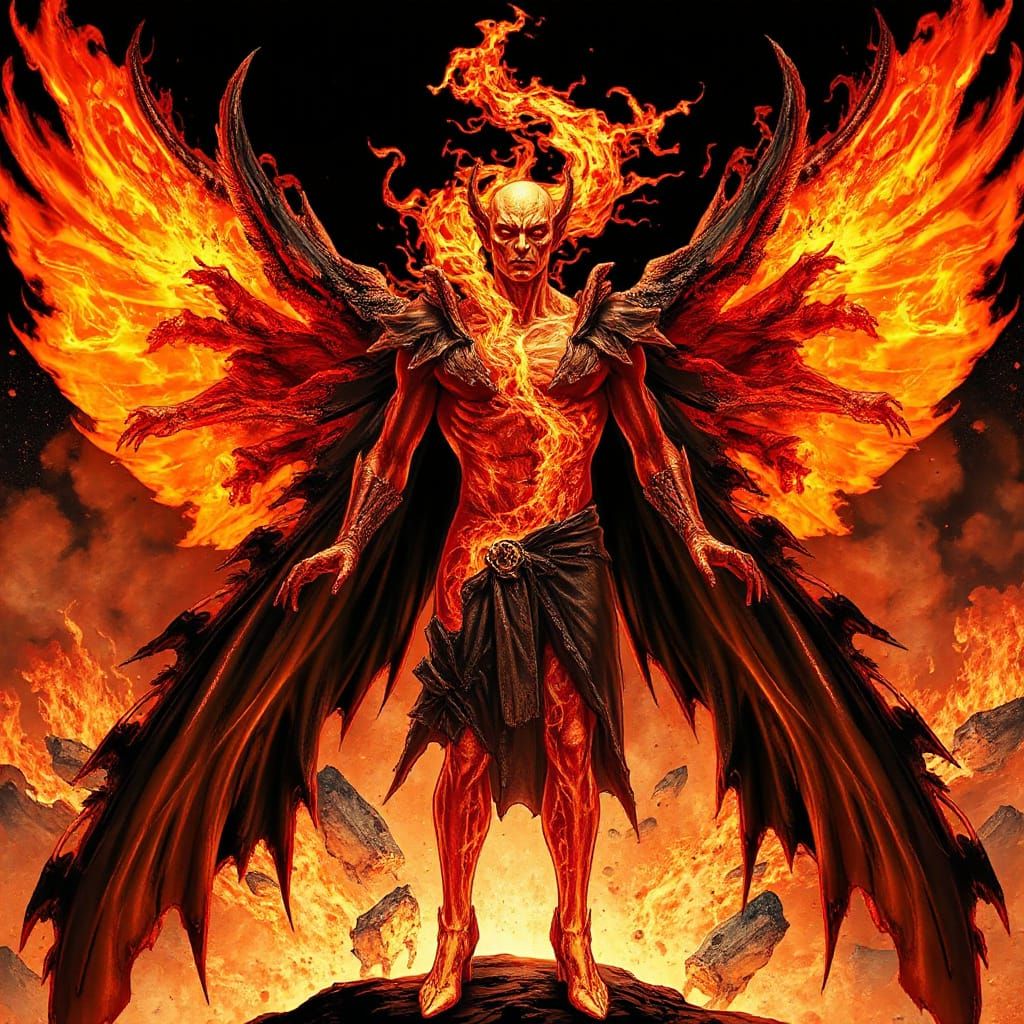 Spectral Fire Supervillain in Dark Ethereal Style