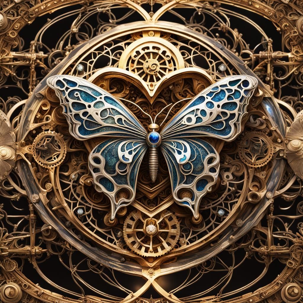 Steampunk Engine with Sacred Geometry and Moonbeams