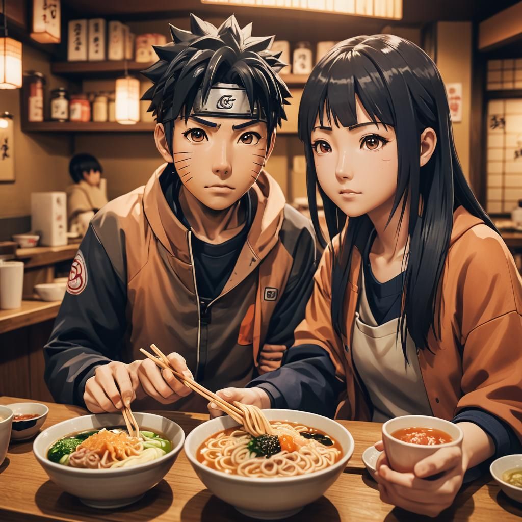 Naruto and Hinata at Ichiraku Ramen