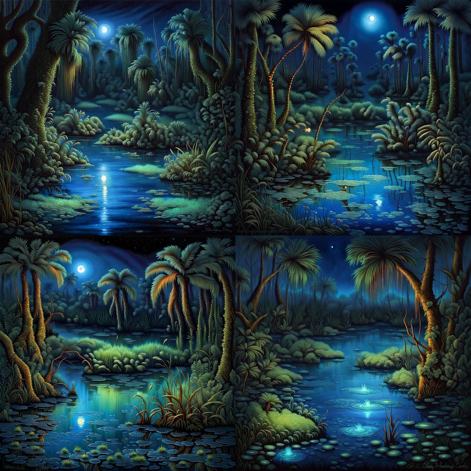 Bioluminescent Florida Spring at Night in Unreal Engine 5