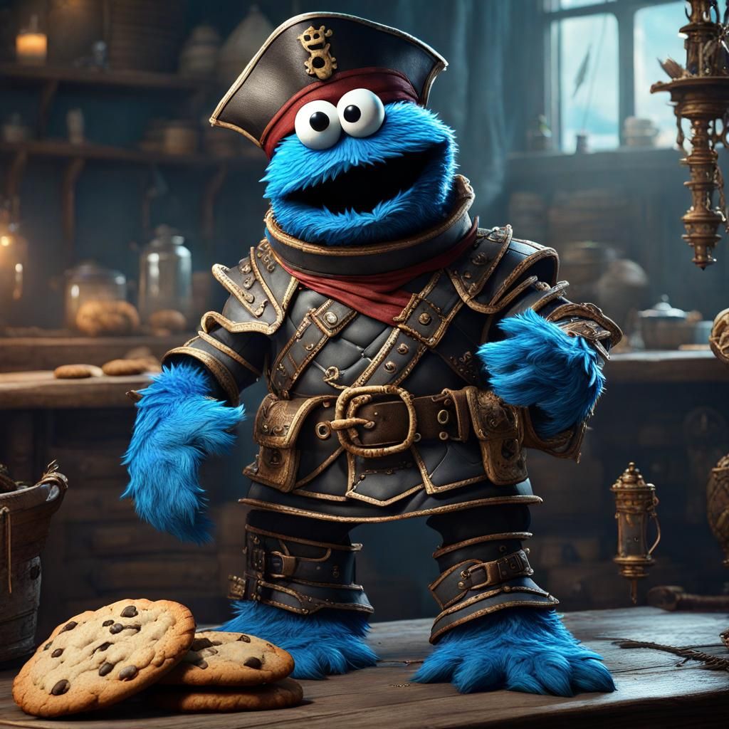 Cookie Monster in Detailed Pirate Armor