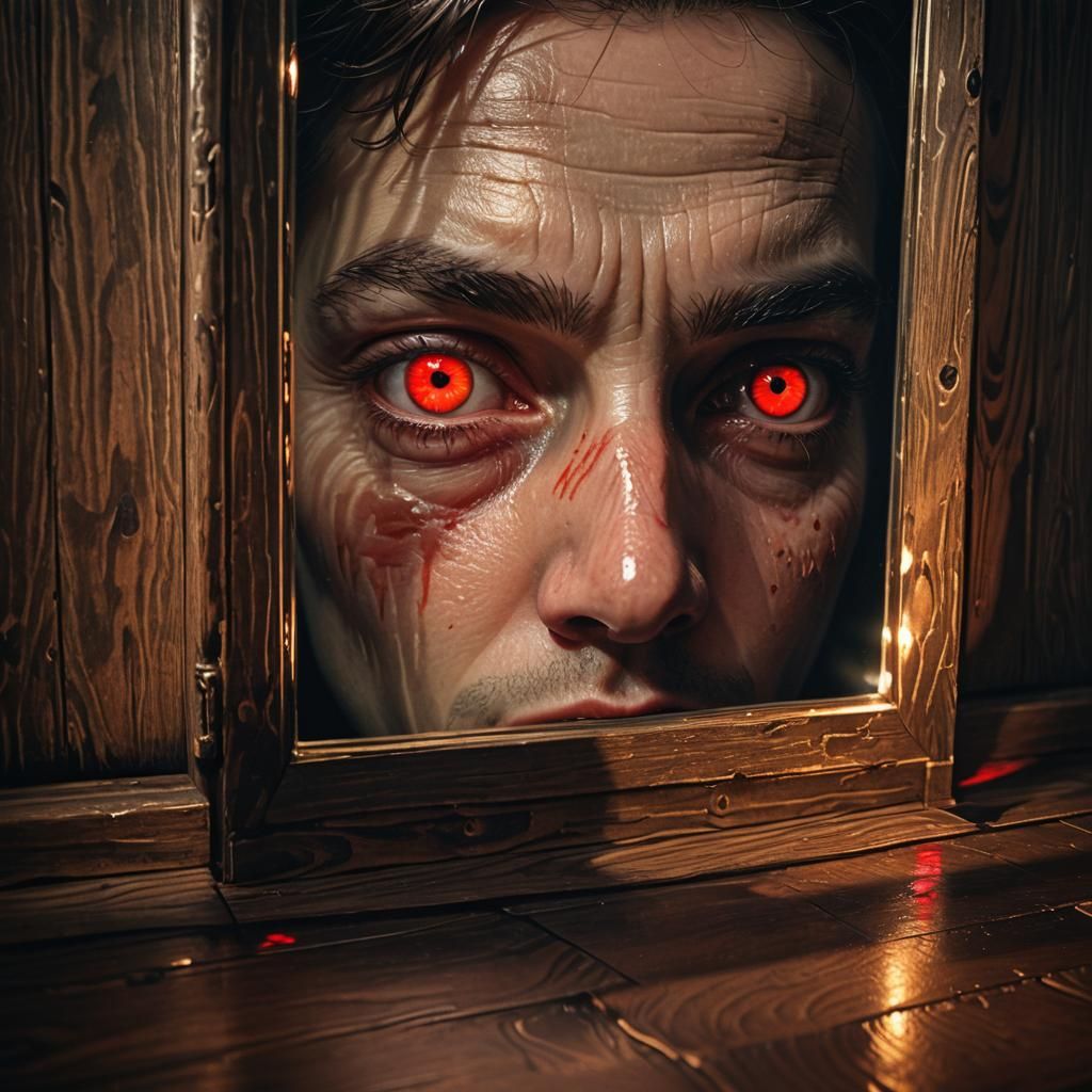 Eerie Reflection: Shadowy Figure in a Dark Closet