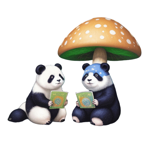 Whimsical Watercolor Pandas in an Enchanted Forest
