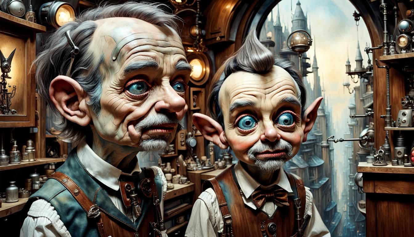 Pinocchio in Retro-Futuristic Haberdashery, Monge Style