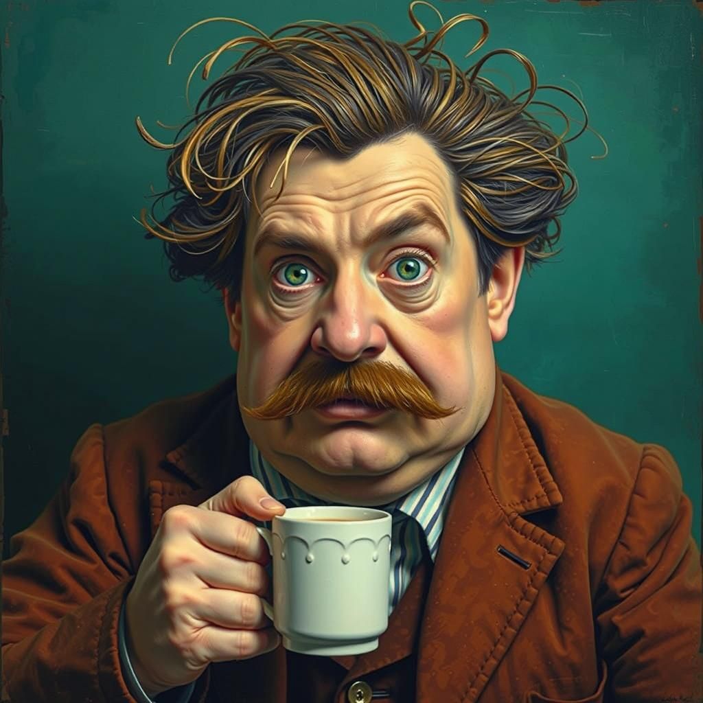 Surreal Coffee Drinker with Vivid Colors