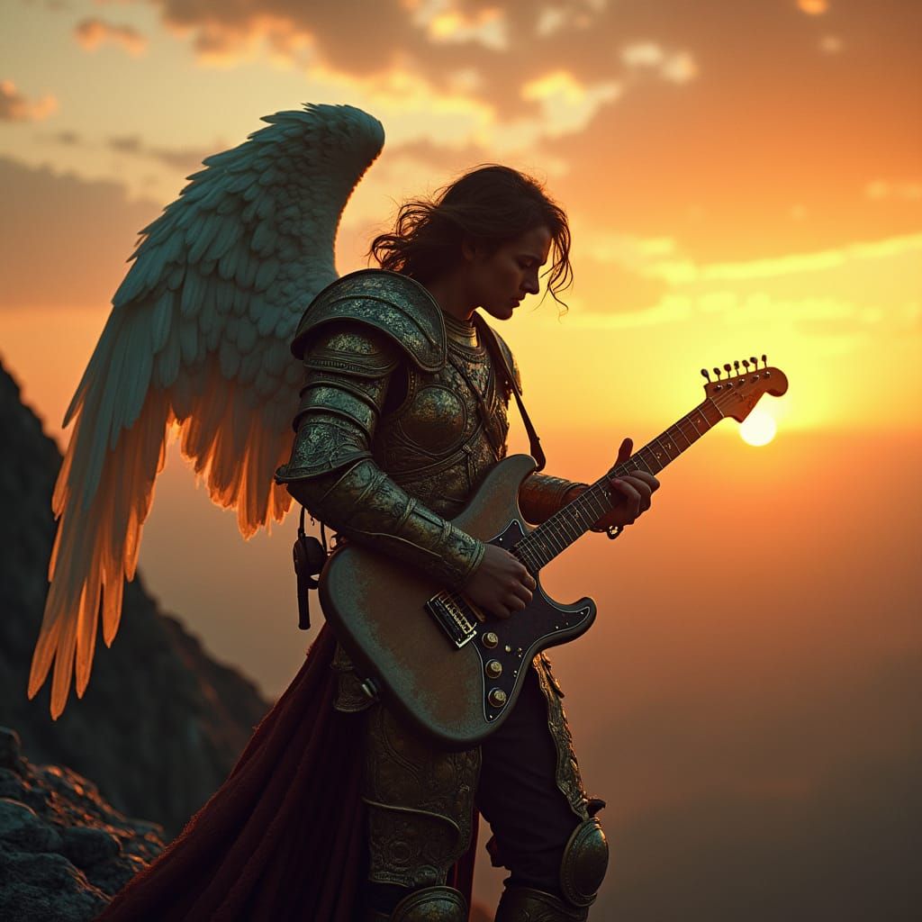 Angel in Armor Plays Guitar at Dawn