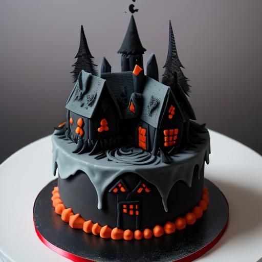 Halloween Haunted House Cake with Ghost and Werewolves