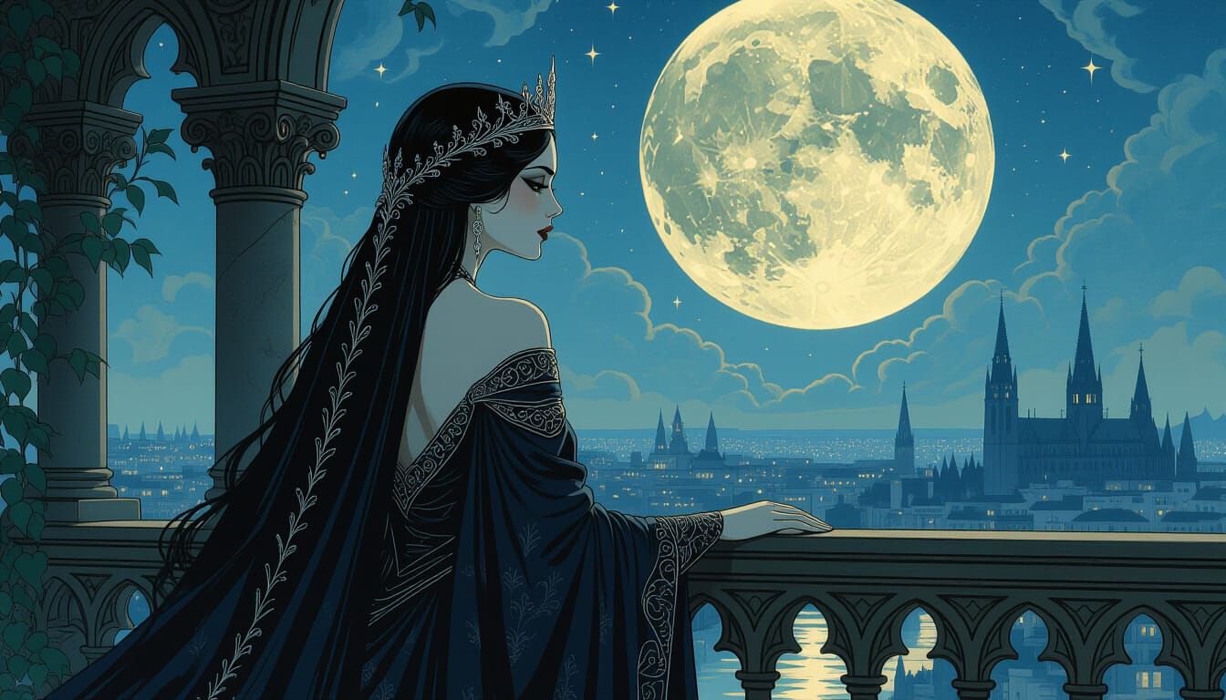 Vampire Queen in Moonlit Gothic Domain