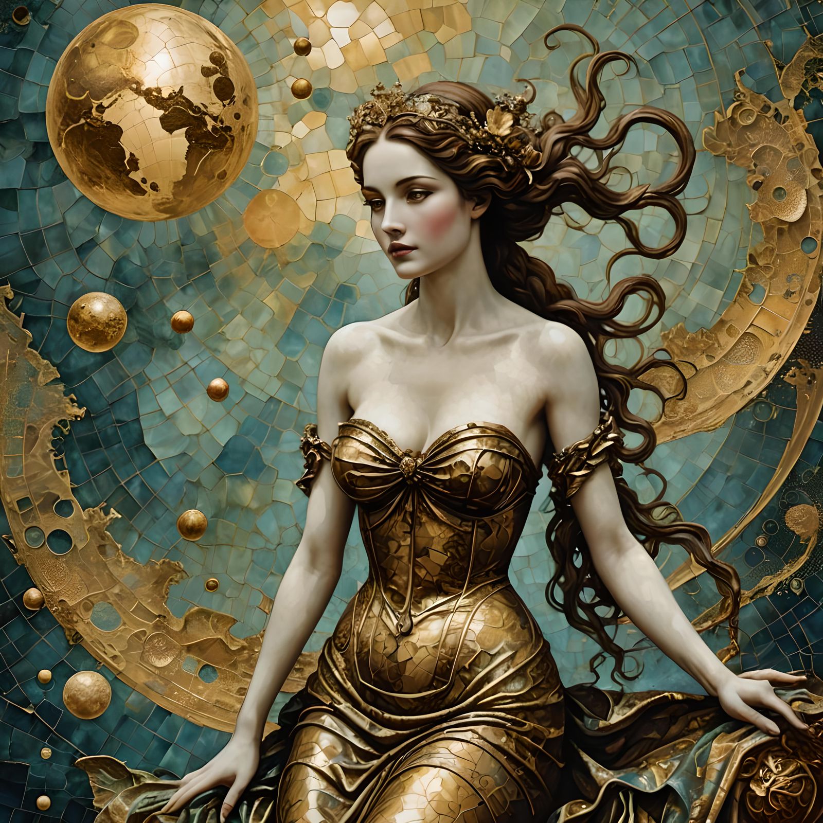 Venusian Life: Cyber Stipple Sfumato Oil Painting