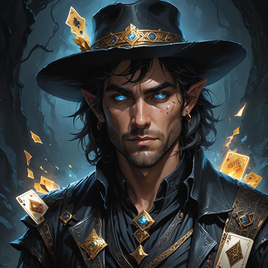 Half-Elf Arcane Rogue in Dark Fantasy Style