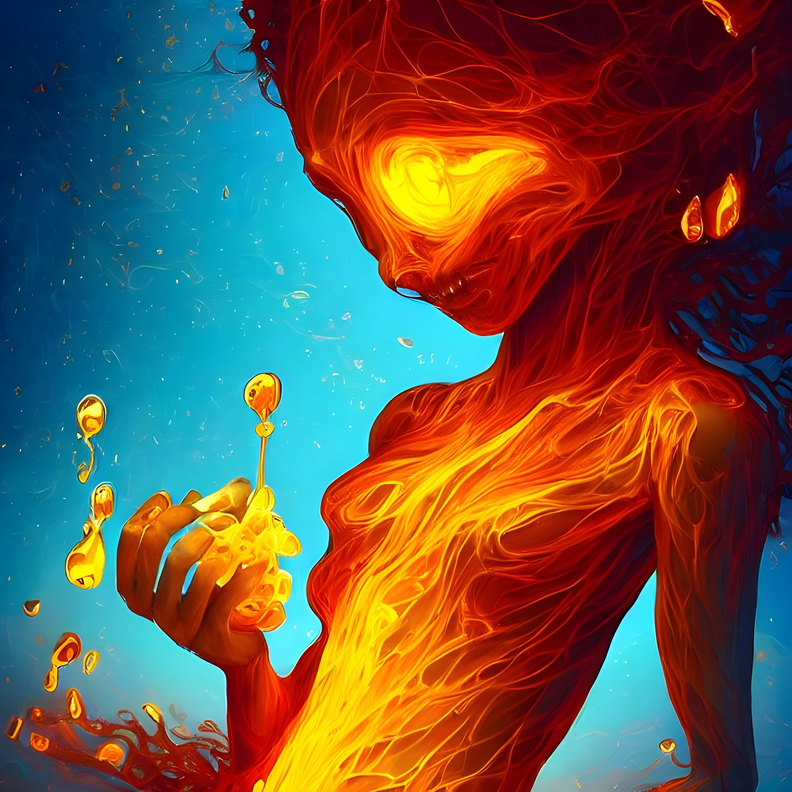 Glowing Honey Elemental Digital Artwork