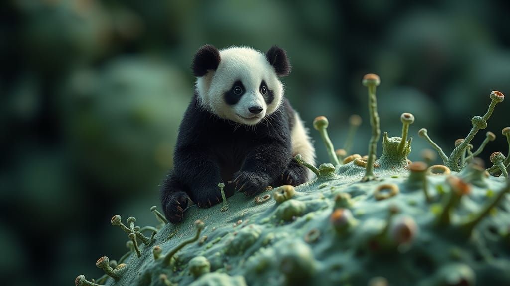 Microscopic Panda in Bacterial Landscape