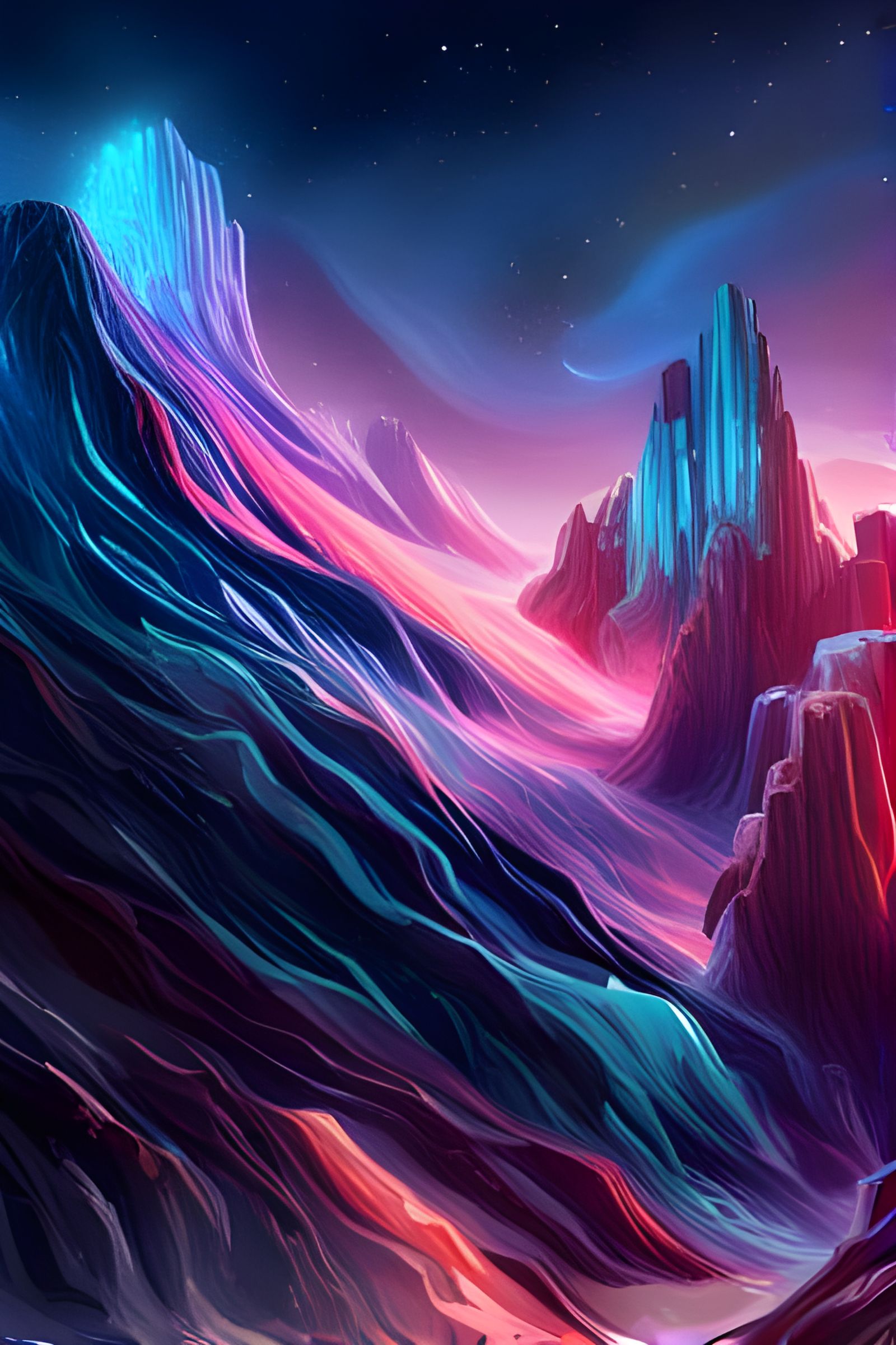 Surreal Cosmic Landscape in Digital Art Style