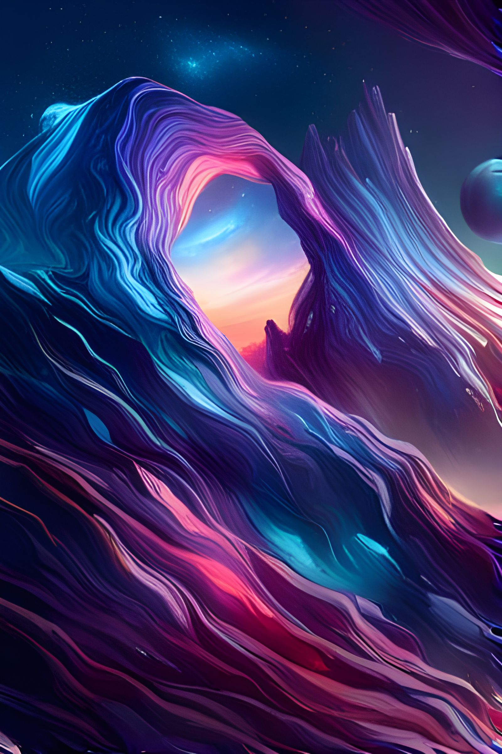 Cosmic Landscape in Surreal Digital Art Style