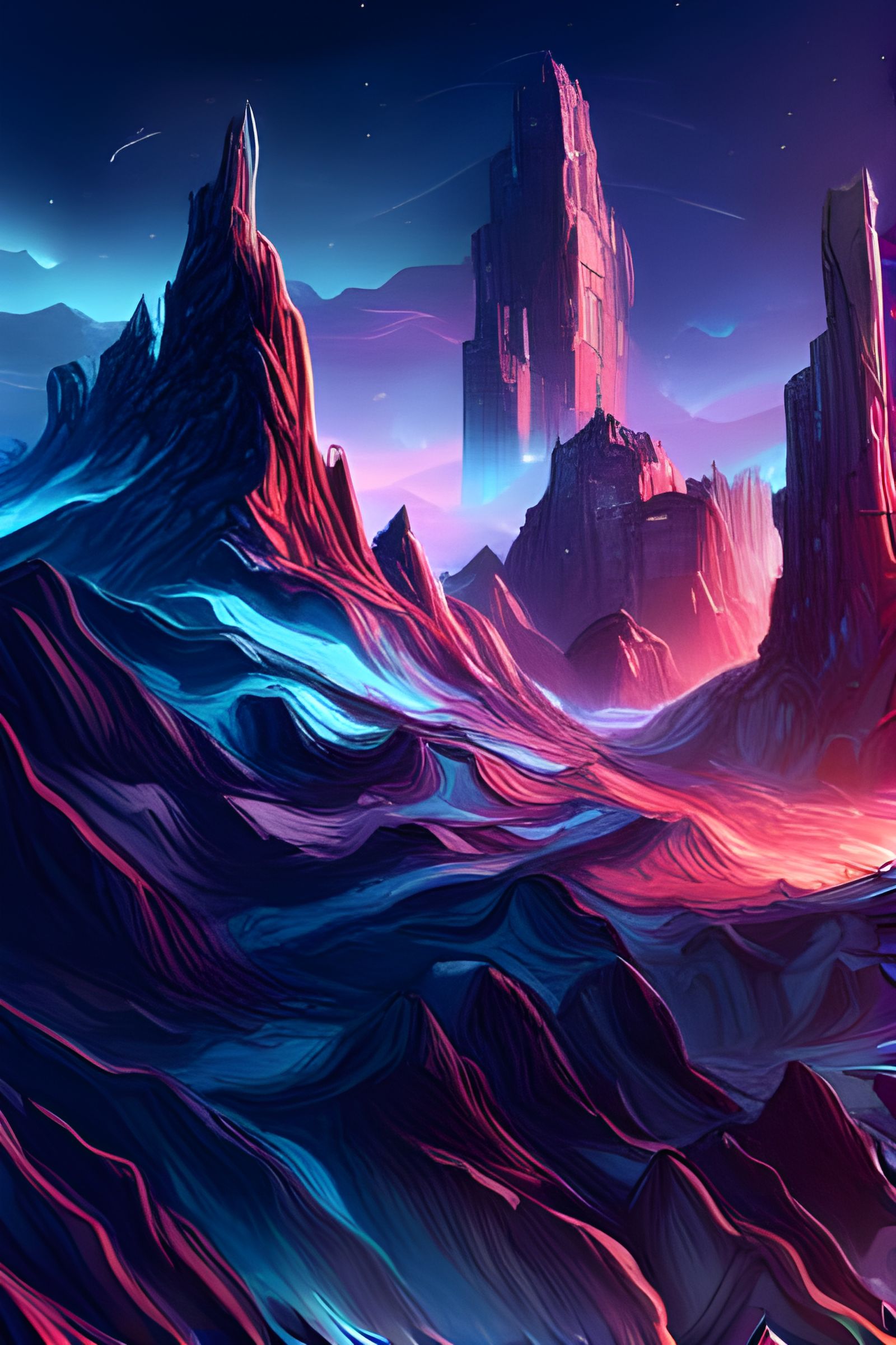 Cosmic Landscape in Painterly Style