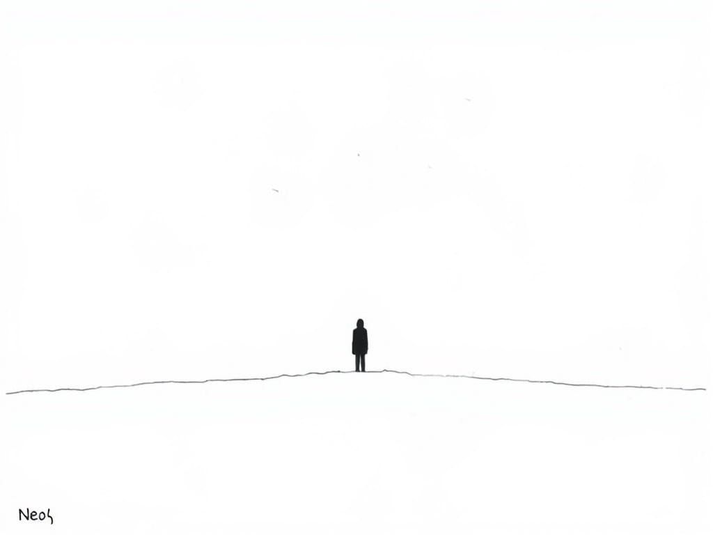 Minimalist Solitude Horizon in Ink
