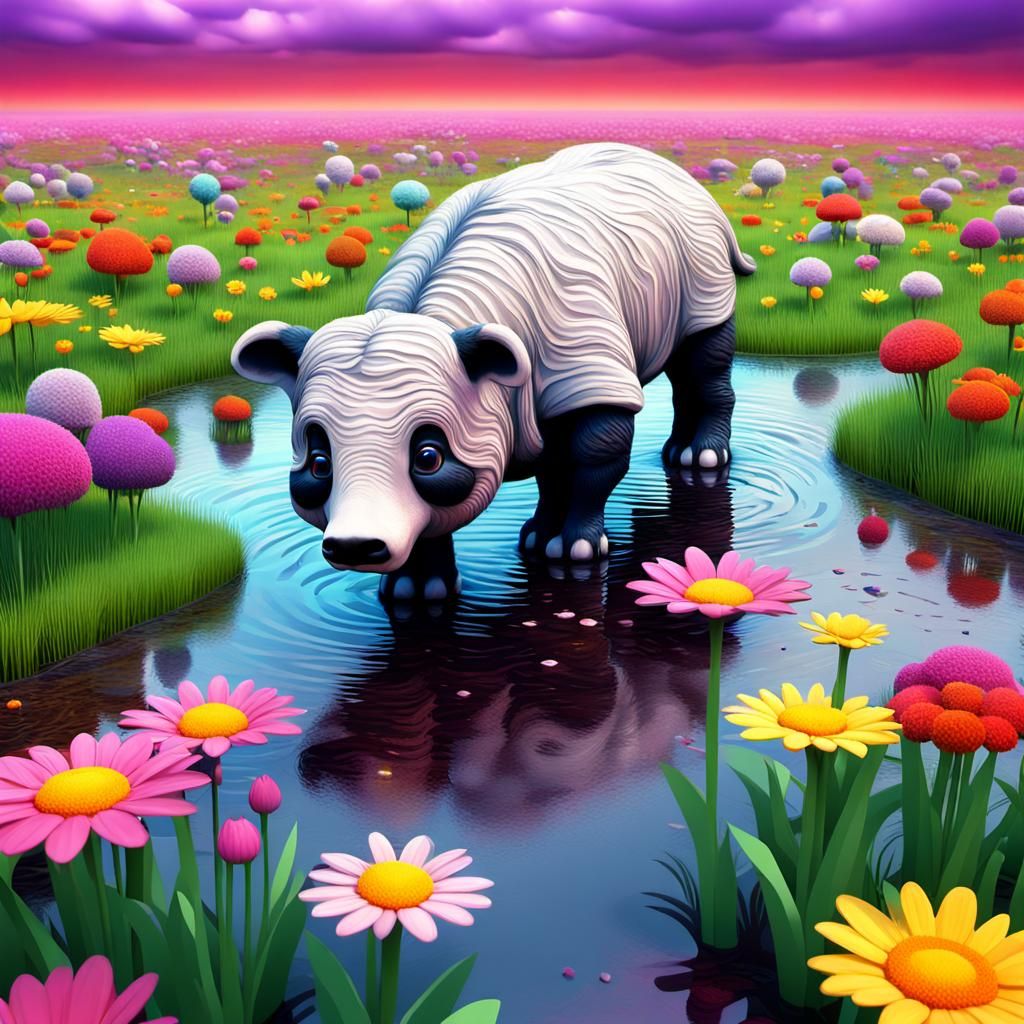 Fantastic Animals Emerge in Surreal Impasto Field