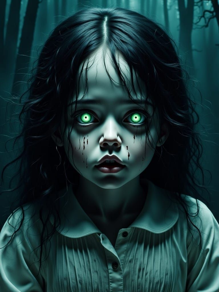 Haunted Doll with Glowing Eyes in Auracore Style