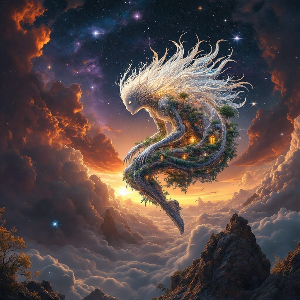 Ethereal Star Rider in Cosmic Sunset