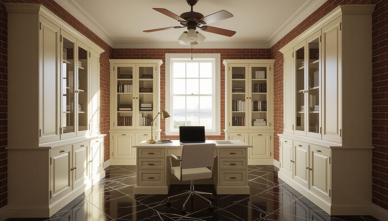 Photorealistic Victorian Working Room with Ivory Cabinets